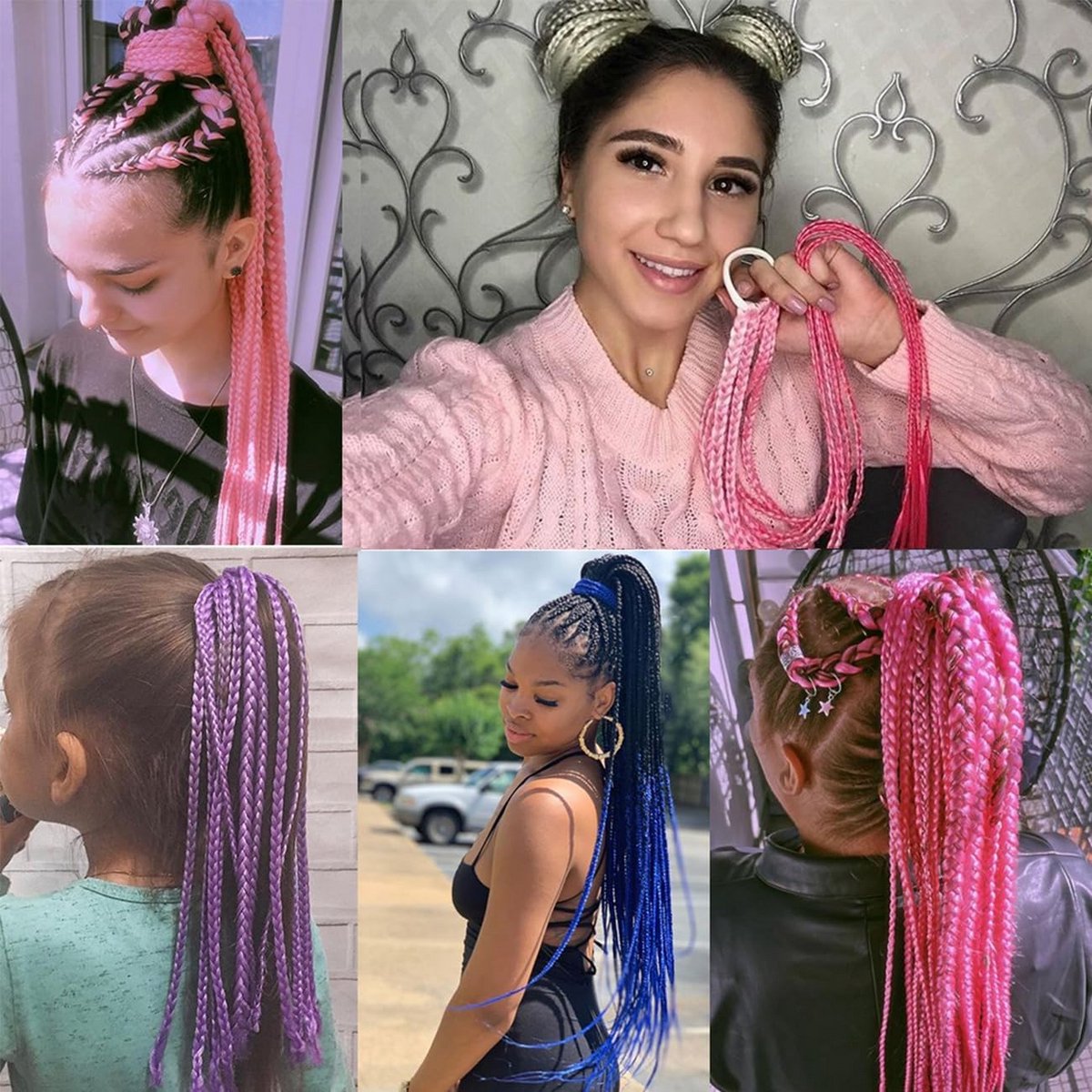 Ombre Vlechten Haarverlenging Synthetisch Saffierblauw