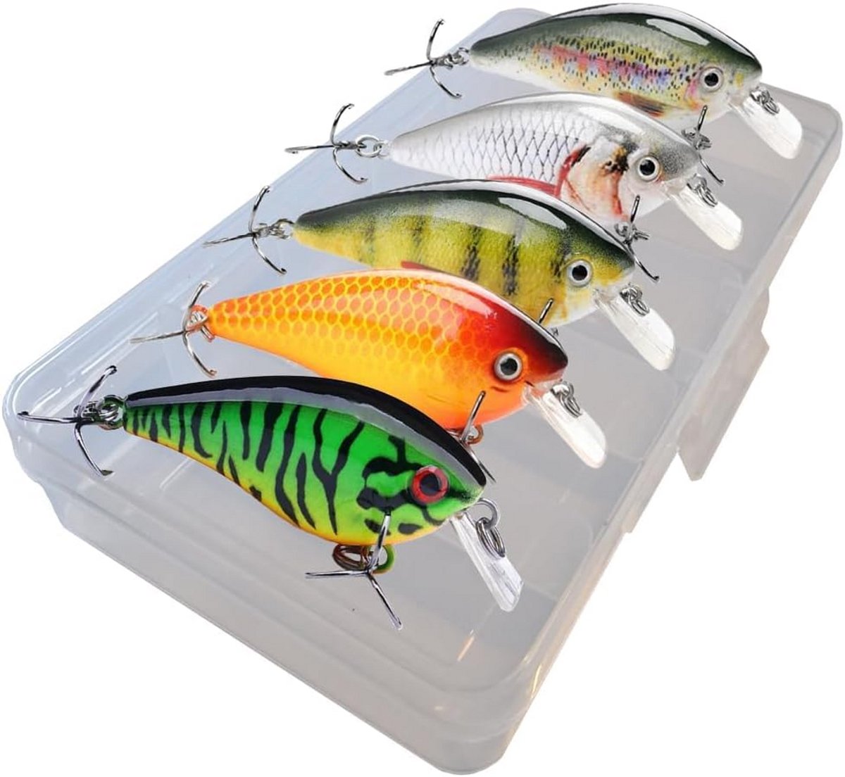 5-delige Set Zwevende Crankbait Wobblers voor Snoek en Baars 7.5 cm 13g