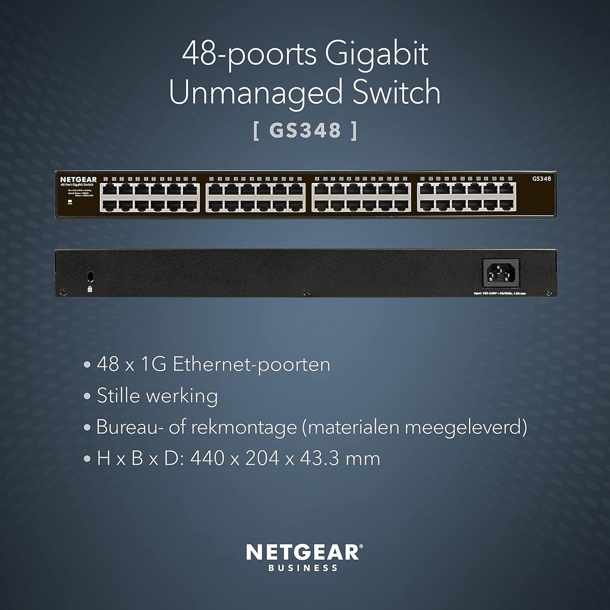 48-Poorts Gigabit Ethernet Switch - Desktop of Rackmontage, Stil