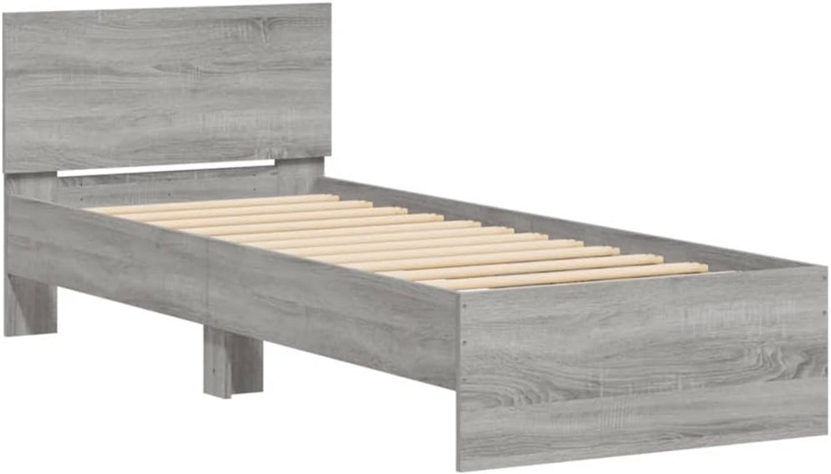 Eenpersoons Bedframe met Hoofdeinde in Hendel Hout, 90x190 cm