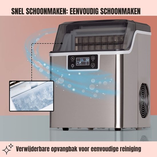 Aurixi® Ijsblokjesmachine - Mini Ijsblokjesmachine - Ijsblokmaker - Zilver - 38cm x 26cm x 36cm van Aurixi — afbeelding 3