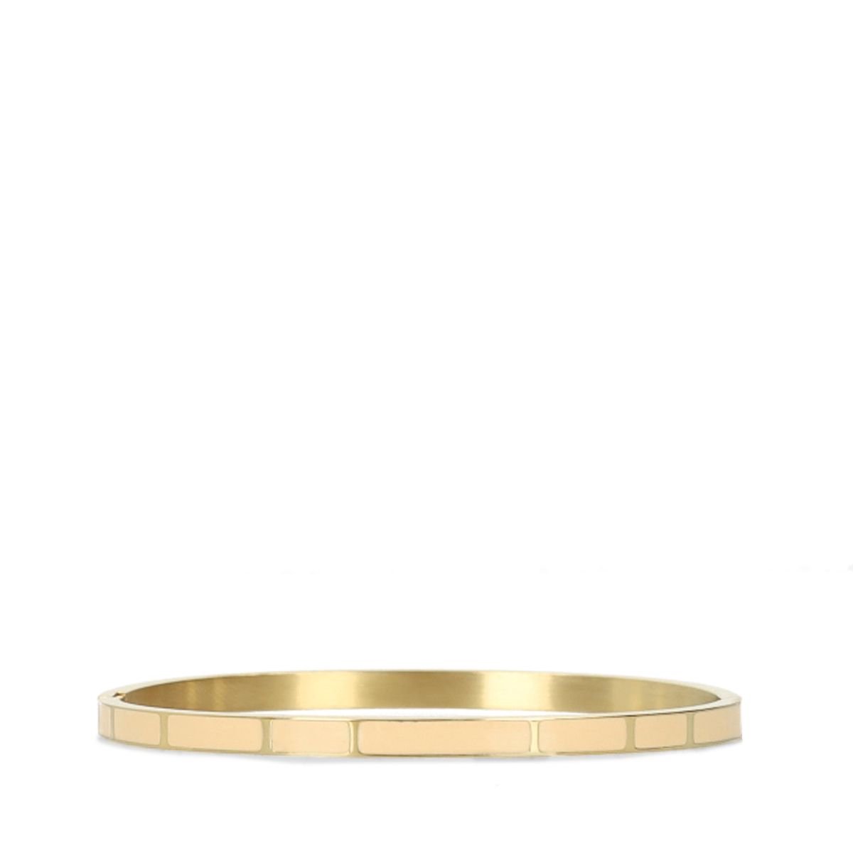 Manfield - Dames - Gouden stalen armband met roze details - Maat 1