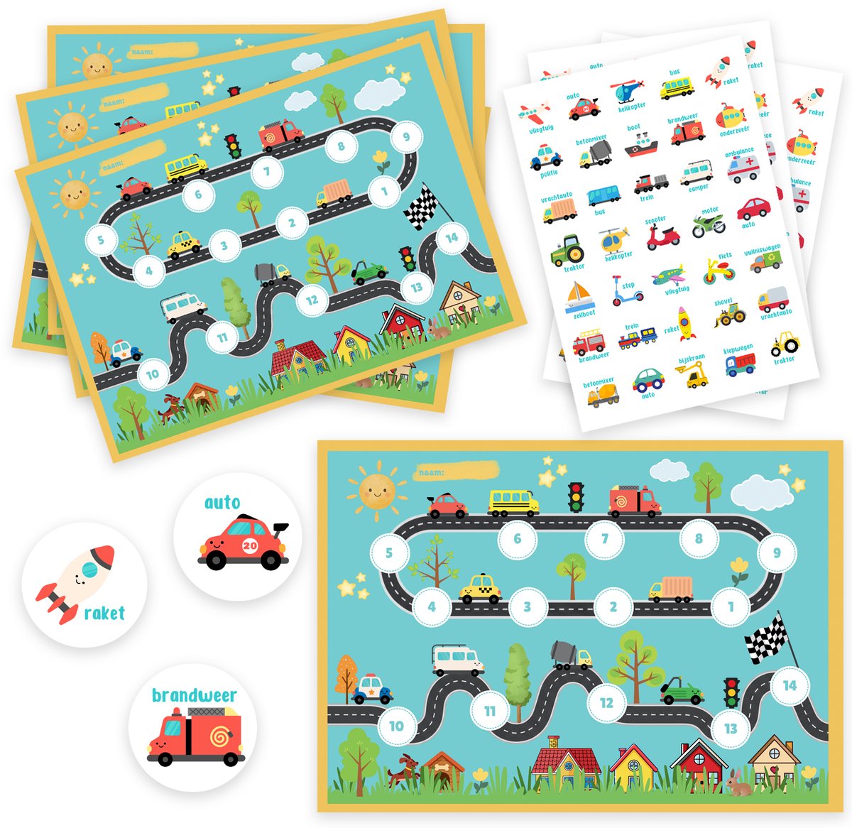 Beloningssysteem Voertuigen – 4 Grote Beloningskaarten en 105 Stickers