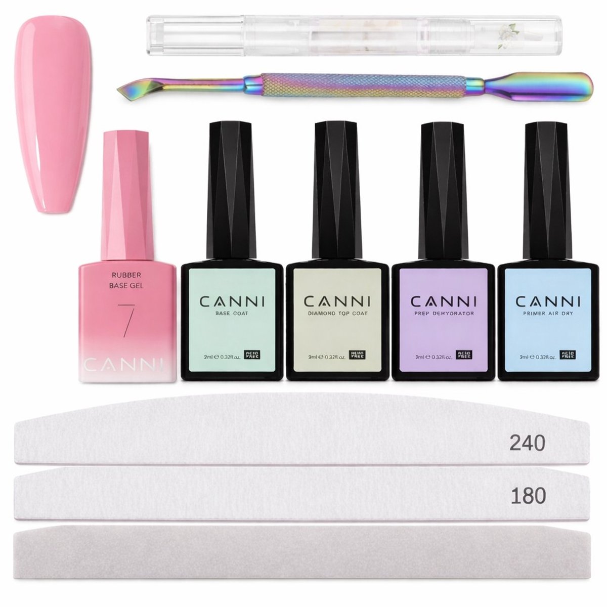Canni - Rubberbase - Set - 10-delig - HEMA-vrij - TPO-vrij - Rubber base - Rubber base coat - Rubber base gellak - Rubber base gel - Rubberbase gellak - Rubberbase clear