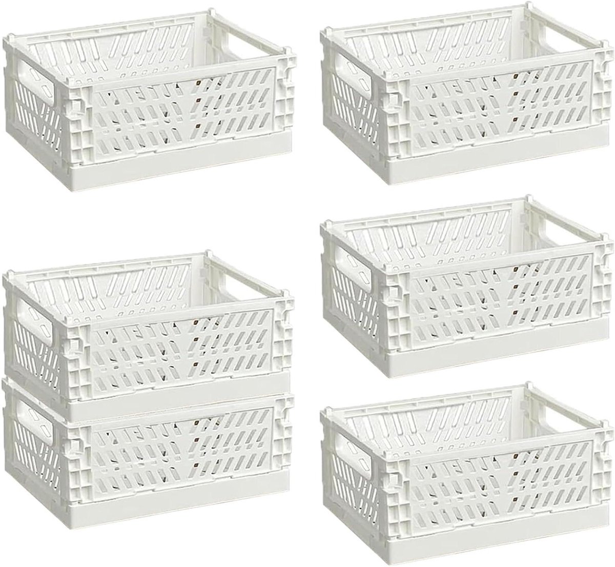 Opvouwbare Vouwdozen, 6-pack klapkisten, opbergmand 15 x 9,8 x 5,7 cm - Wit