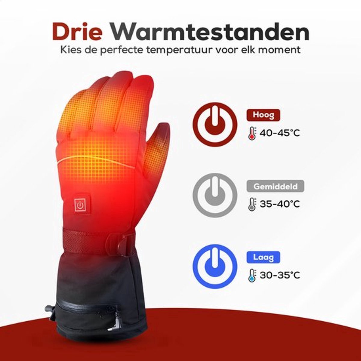 Verwarmde handschoenen - Handschoenen verwarmd - Elektrische verwarming - Winter - Oplaadbaar - Waterdicht - Winddicht - Zwart - Unisex -Geschikt voor DC-interfaces — cadeau in Sport & Outdoor - foto 2