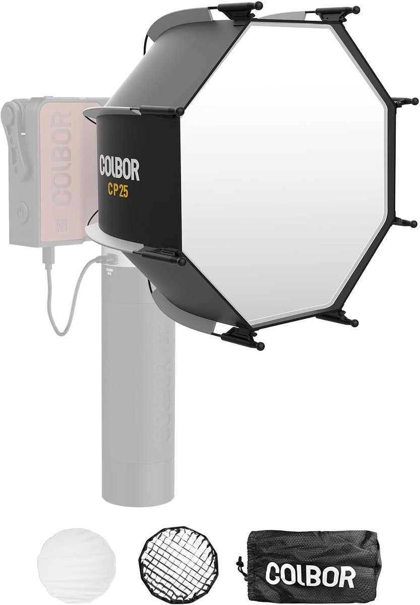 30cm Softbox met Snelsluiting, Dubbele Diffuser en Honingraat voor LED Lampen
