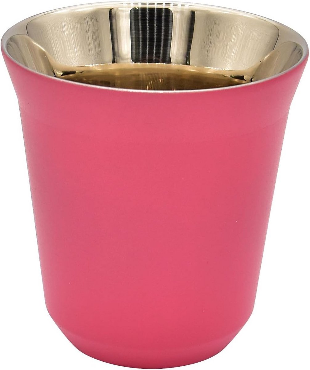 Dubbelwandige Espresso Kopjes Set 160ml Roze Roestvrij Staal
