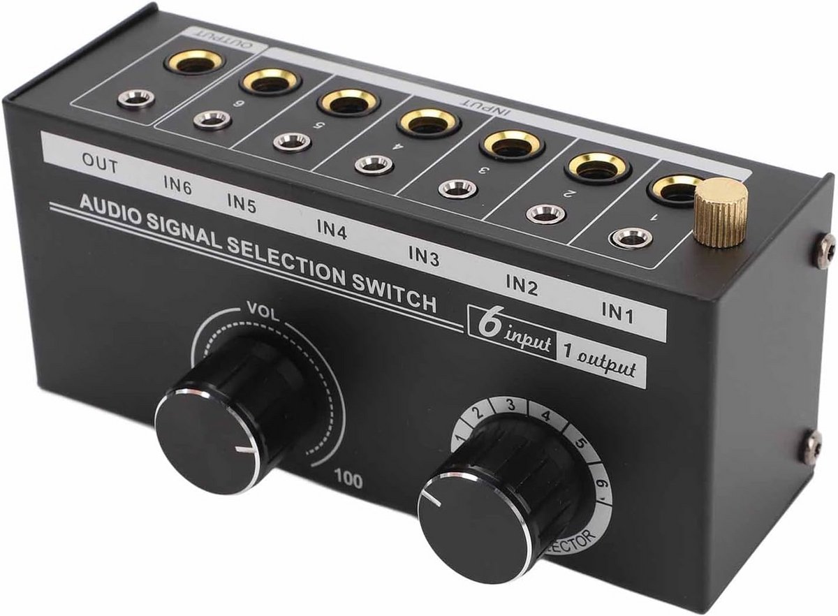 6 in 1 Audio Switch Selector met Volumeregeling voor Meerdere Bronnen