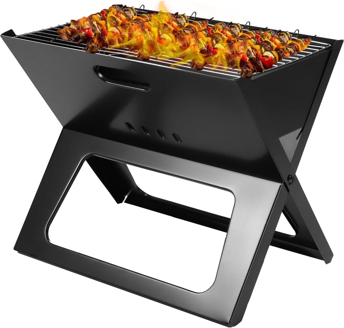 Draagbare Grill - Compact BBQ - Kamperen Reizen - Hittebestendig Ontwerp - Opvouwbaar - Zwart