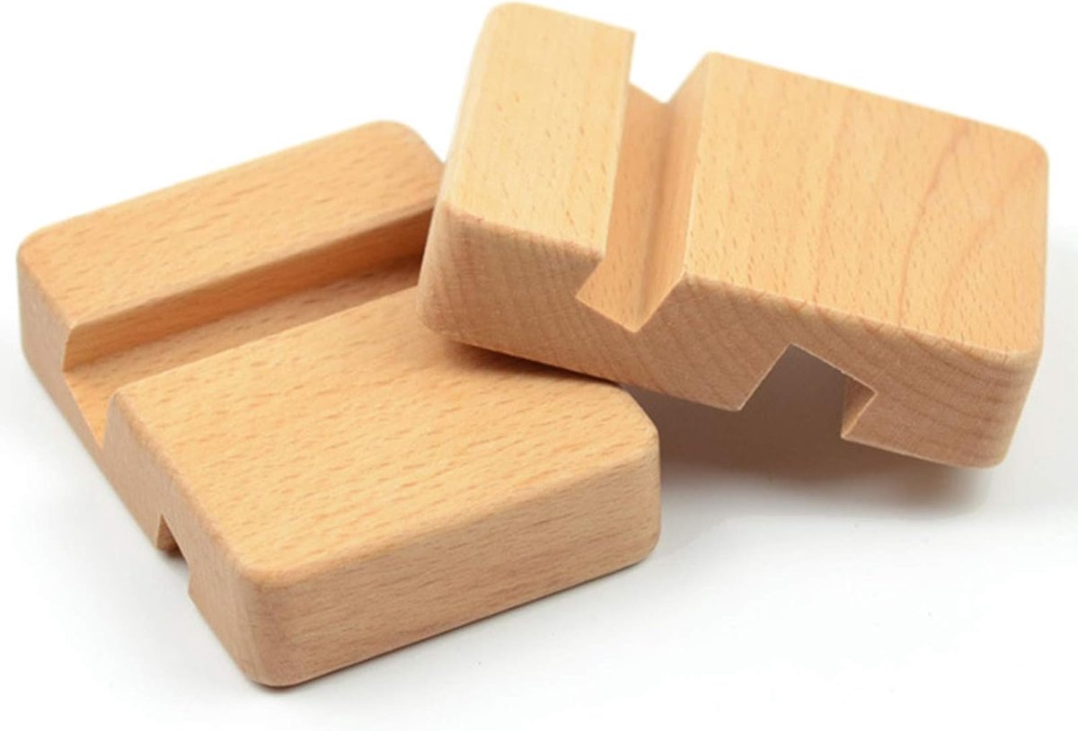 Universele Houten Telefoon & Tablet Standaard - Draagbare & Verstelbare Desktop Houder