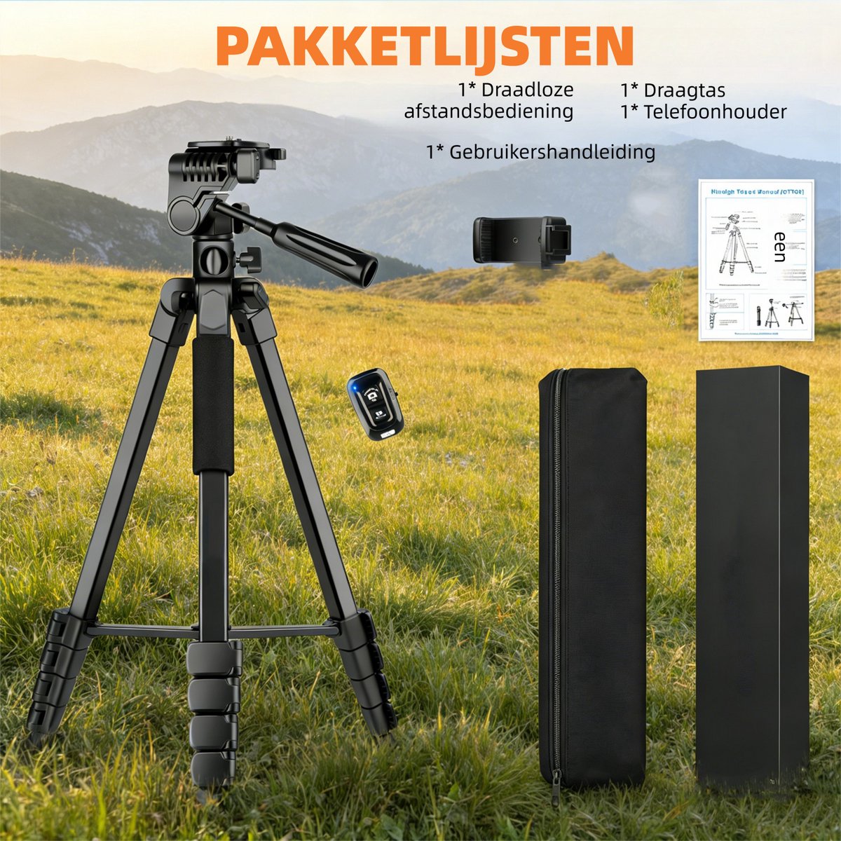 Fokelyi Camera Statief 172cm - Aluminium Tripod met Bluetooth thumbnail 5