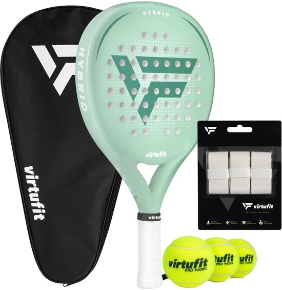 VirtuFit Hybrid Padel Set - Mint Groen - Incl. Tas, 3 Ballen & Overgrips VirtuFit Hybrid Padel Set - Mint Groen - Incl. Tas, 3 Ballen & Overgrips