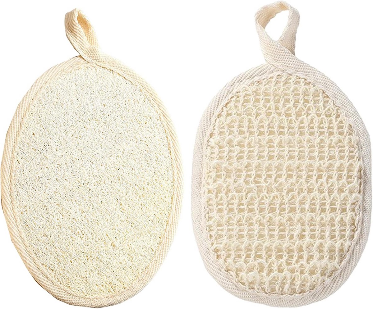 Natuurlijke Loofah Spons Set 2-Pack voor Dubbele Exfoliatie