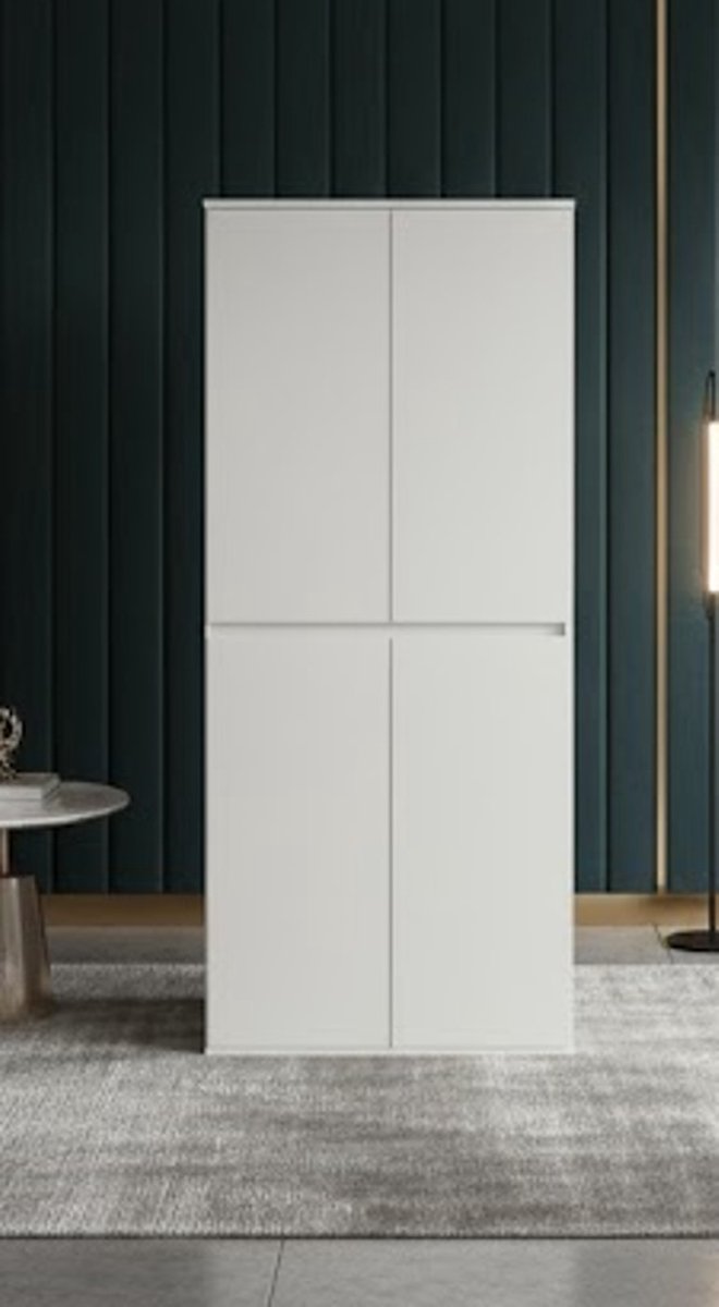 trendteam smart living - Nevada - Multifunctionele kast - Wit - Kast met 4 deuren, 6 planken en 1 kledingstang - (B x H x D) 74 x 191 x 34 cm - greeploze deuren - Casa Serena – Casa Dorada