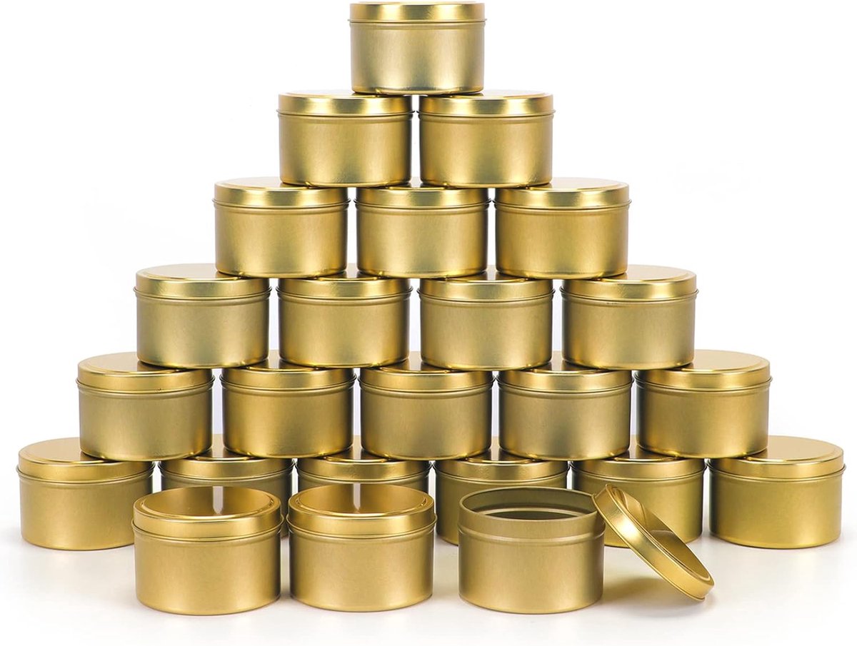 24 Stuks Gouden Kaarsblikken 236ml - Ideaal voor DIY Kaarsen en Cadeauverpakking