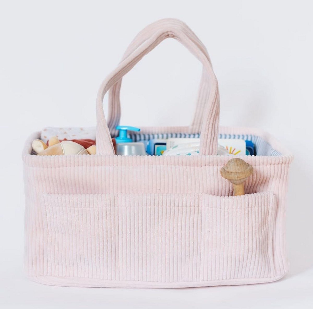 Luiercaddy Organizer Roze Corduroy - Opslag voor Luiers, Commode & Auto