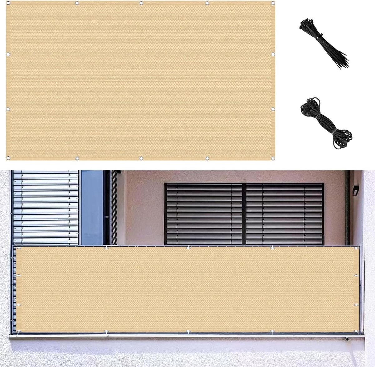 HDPE Balkon Privacy Scherm 245x500 cm Weerbestendig Inkijkbescherming Zandkleurig