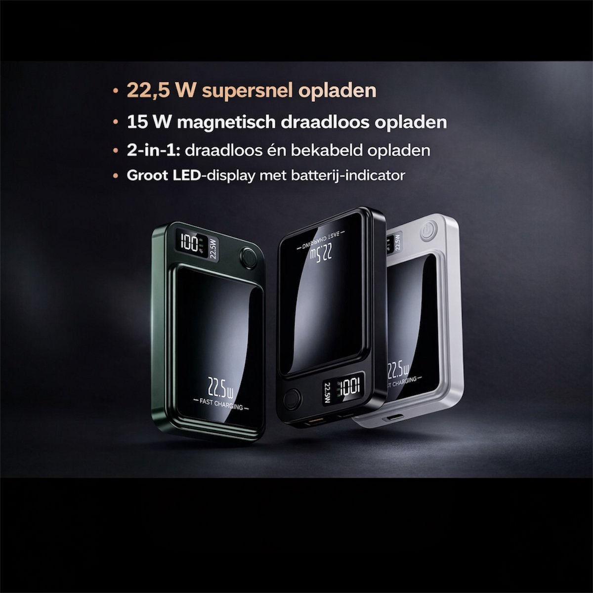 XL E-Mobility Evy24 MagSafe Powerbank 10000mAh Draadloos Groen - afbeelding 2