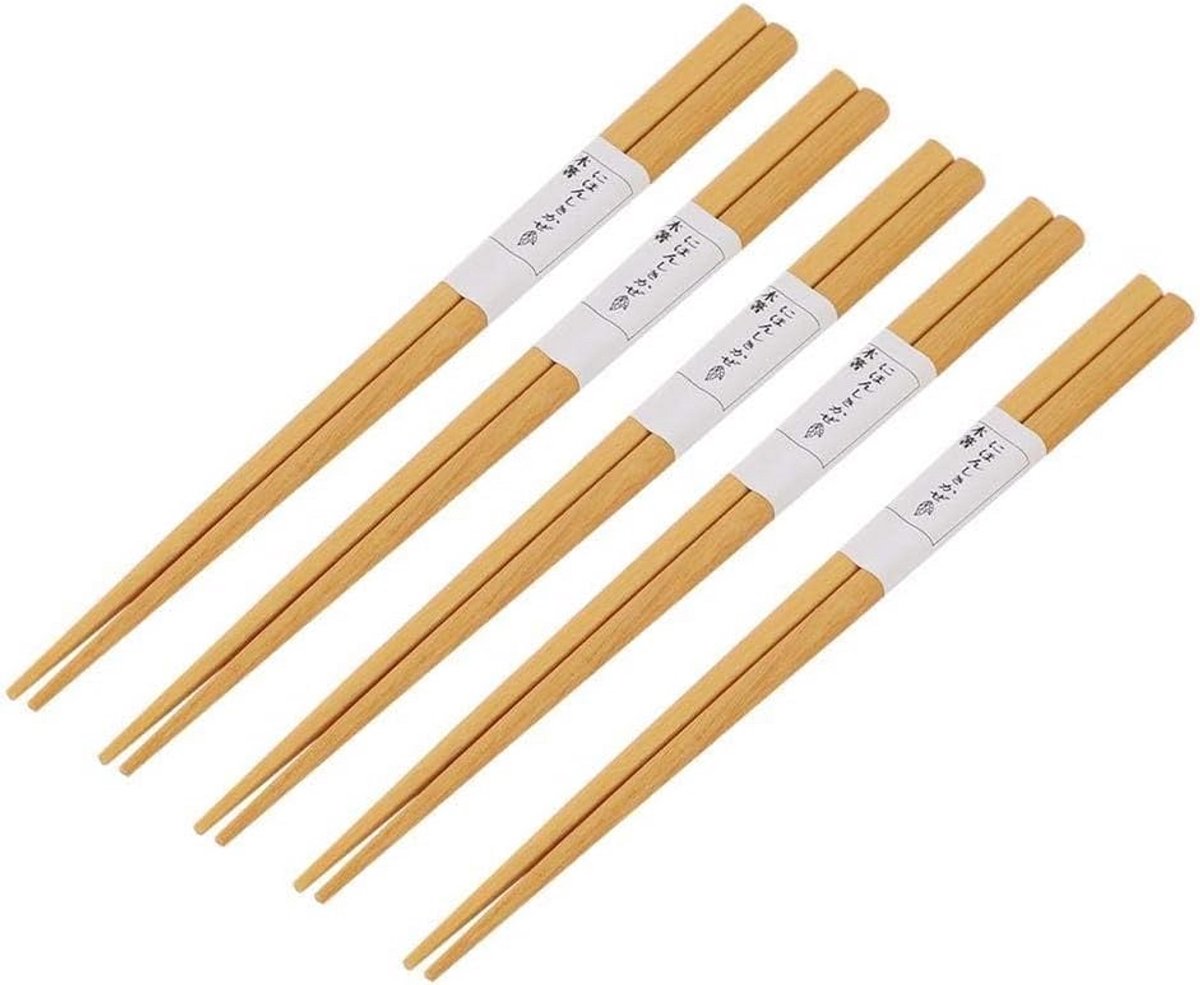 Set Herbruikbare Eetstokjes van Hout - 1 Paar of 5 Paren