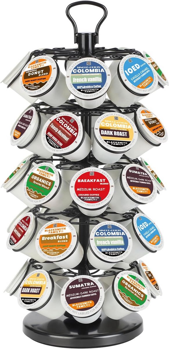 Zwarte Koffiepads Houder Carrousel voor 40 Cups - Opslag Organizer Stand