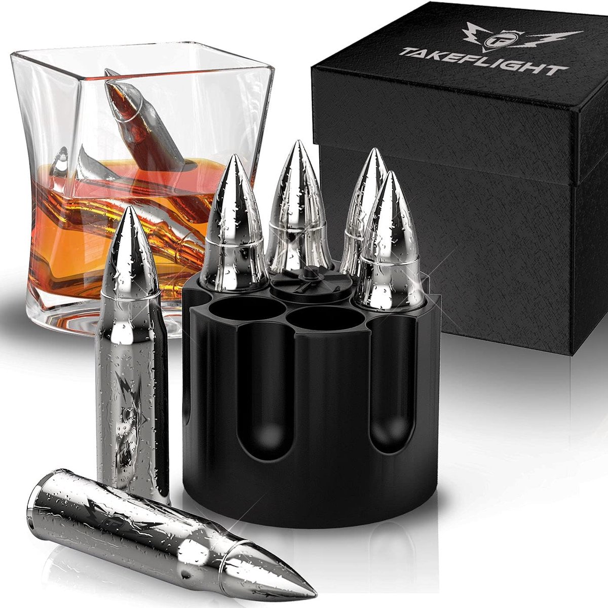 Set van 6 metalen whiskystenen voor het koelen van sterke drank