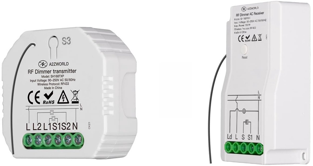 Draadloze RF LED Dimmer Set met Inbouwschakelaar (300W, 220V)