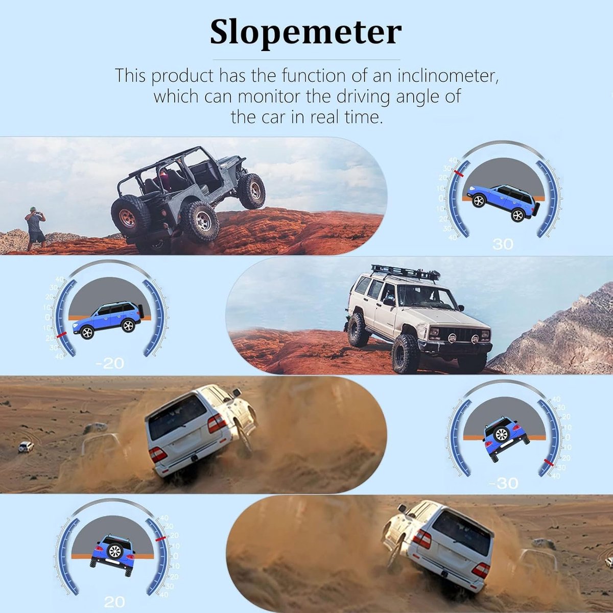 Universele Auto Head-Up Display (HUD) met Snelheidsmeter en Hellingsmeter thumbnail 5