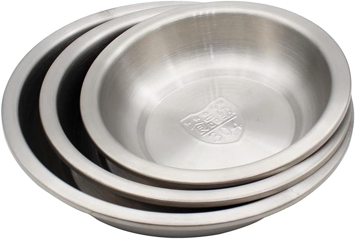 Set van 3 RVS Dinerborden Set Serveerschalen Duurzaam Servies