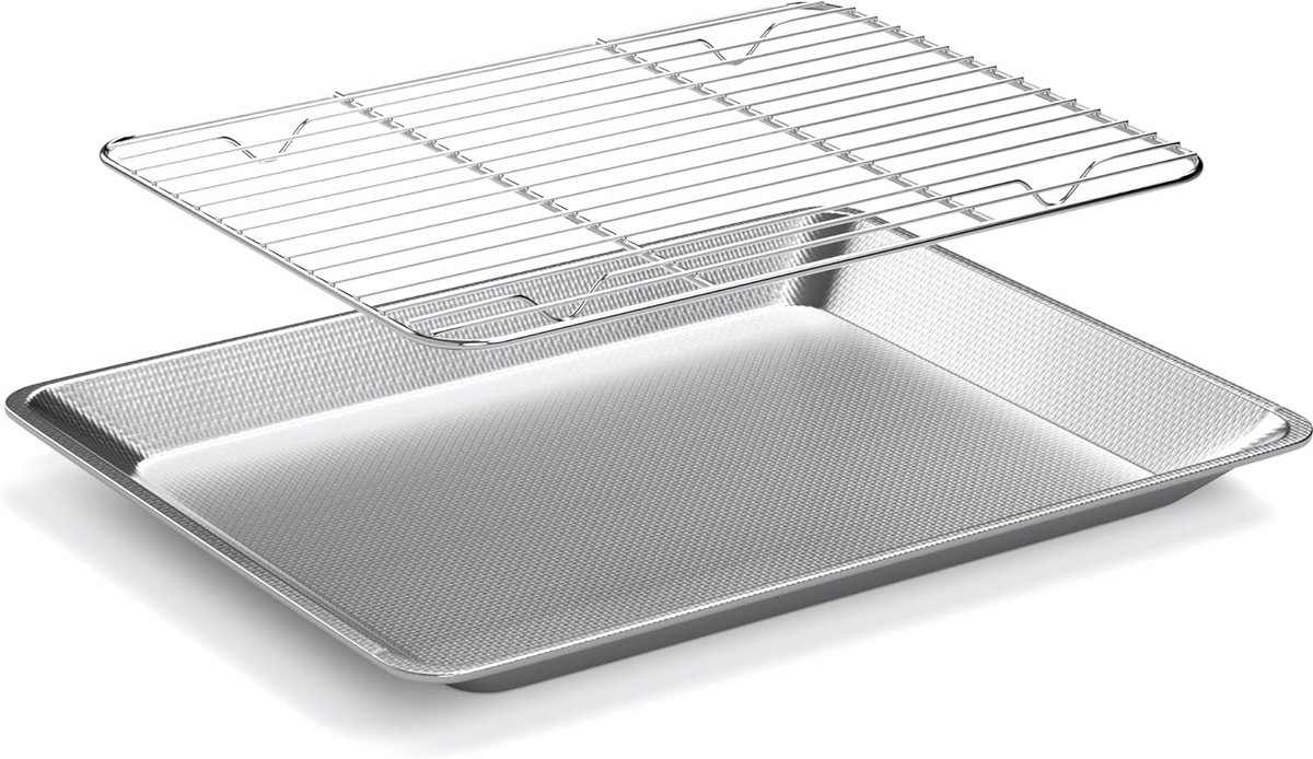 RVS Bakplaat met KoelroosterSet - Rechthoekige Ovenplaat, Grill- en Taartvorm