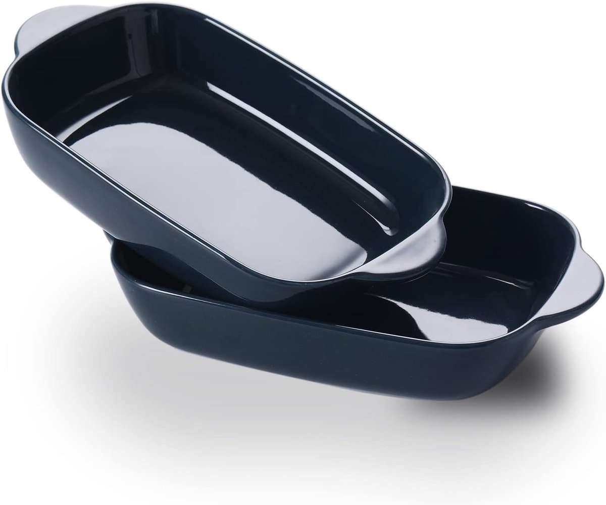 Set van 2 Keramische Ovenschalen Rechthoekig – Bakvormen voor Ovengerechten en Taart – Royal Blue
