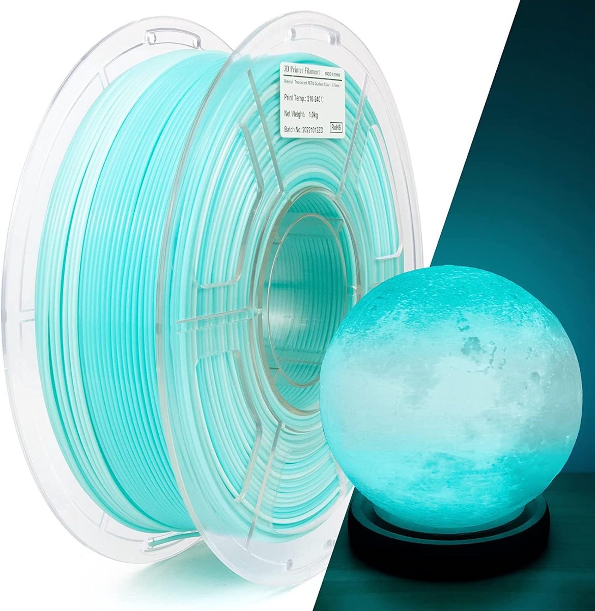 PETG Filament 1,75 mm 1 kg Hoge Snelheid Doorscheenend Gradient Regenboog 3D-printermateriaal