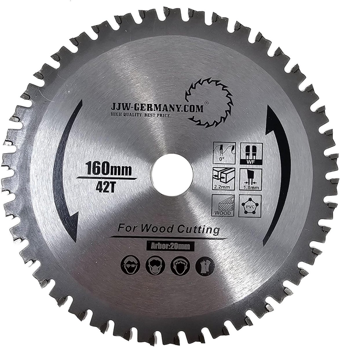 Precisie Cirkelzaagblad 160 x 20 mm met 42 Tanden (FWF) voor Staal en Hoekijzer - Made in Germany
