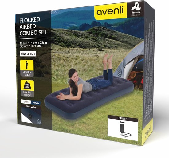 Luchtbed Eenpersoons met Handpomp - Comfortabel Opblaasbaar Matras voor Kamperen en Logeren (Blauw) — afbeelding 3