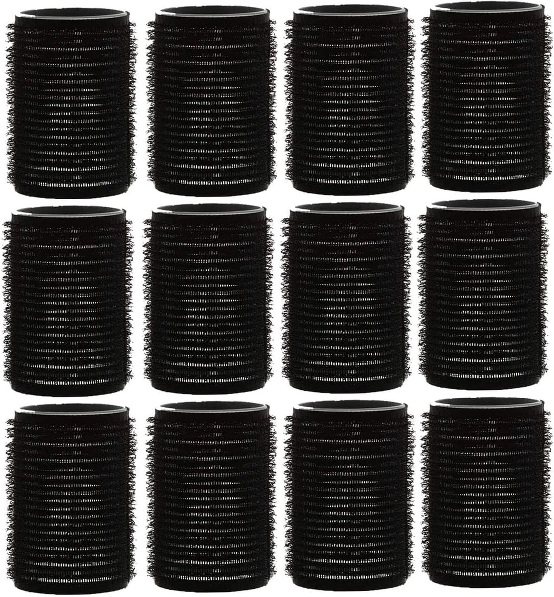 12 Stuks Zwarte Grote Haarrollers 30 mm voor Krullen en Golven