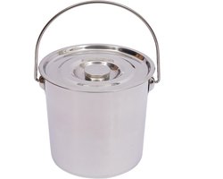 Roestvrijstalen Emmer - Keuken Voederbak - Veelzijdig Gebruik - Met Deksel Handvat - 12 Liter 24.5cm - Metaal