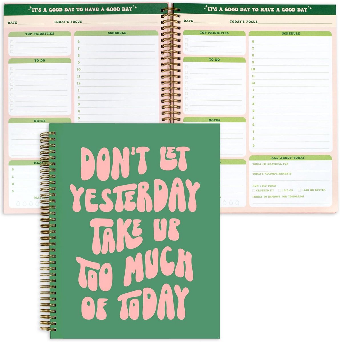 Onedateert Dagboek Planner Notitieboek A4 Groot Met Spiraal - Productiviteit en To-Do Lijst