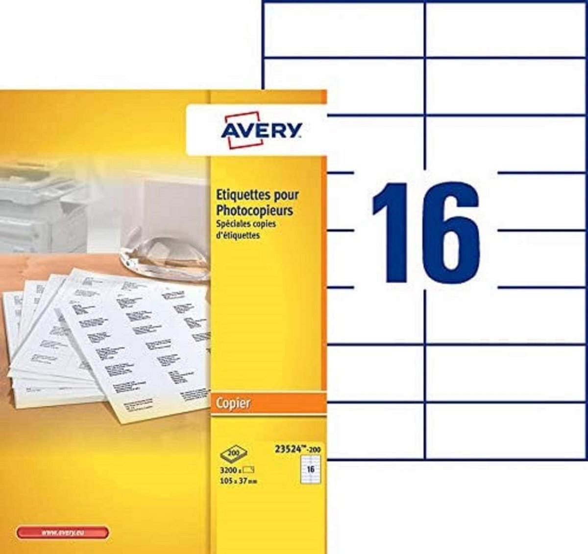3200 Witte Adreslabels 105x37mm voor Kopieerapparaat - Zelfklevend