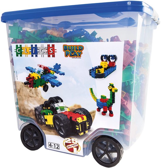 Clics bouwblokken– DUURZAAM SPEELGOED gemaakt van GERECYCLEERDE kunststof- bouwset 25 in 1 -  speelgoed 4,5,6,7,8 jaar jongens en meisjes- educatief speelgoed- Montessori speelgoed- constructie speelgoed