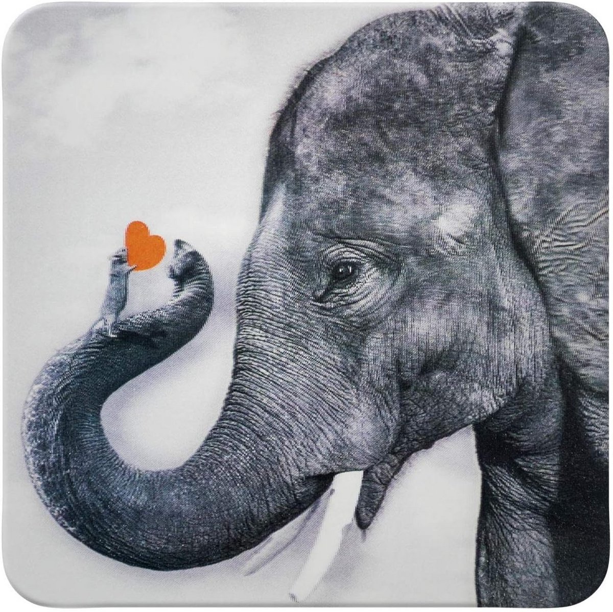 Kurken Onderzetter Olifant Hart - 3D Effect - 9,5x9,5 cm