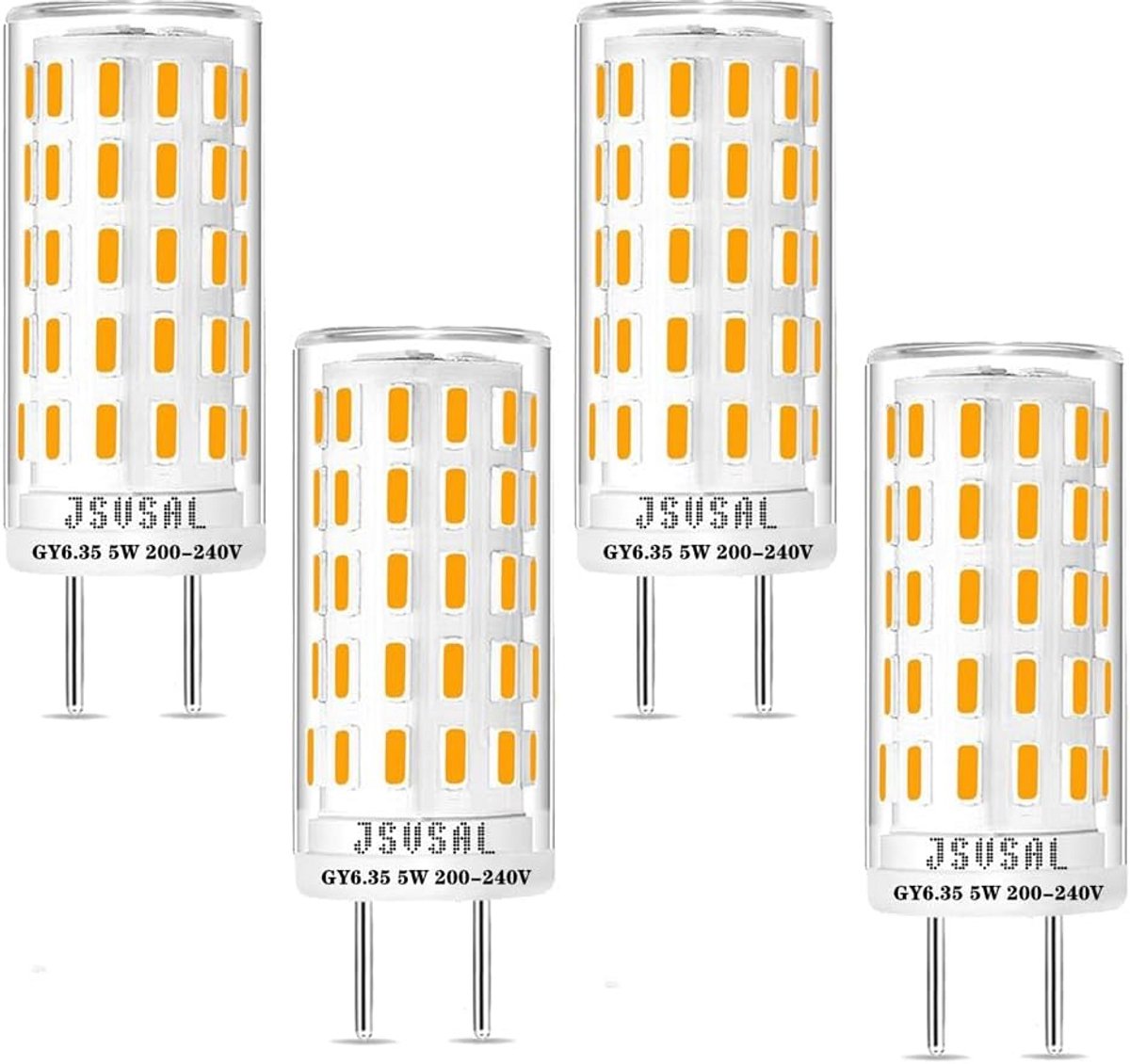 4 Stuks GY6.35 LED Lampen 5W Warm Wit 480LM G6.35 Vervanging voor 40-50W Halogeen