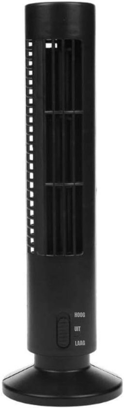 Torenventilator bladloos USB zwart 61cm – compacte stille ventilator voor bureau en kleine ruimtes