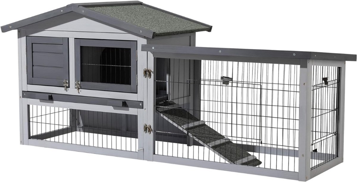 TopChoice® Kippenhok - Kippenren - Kippenloop - 144x53x69cm - Dennenhout