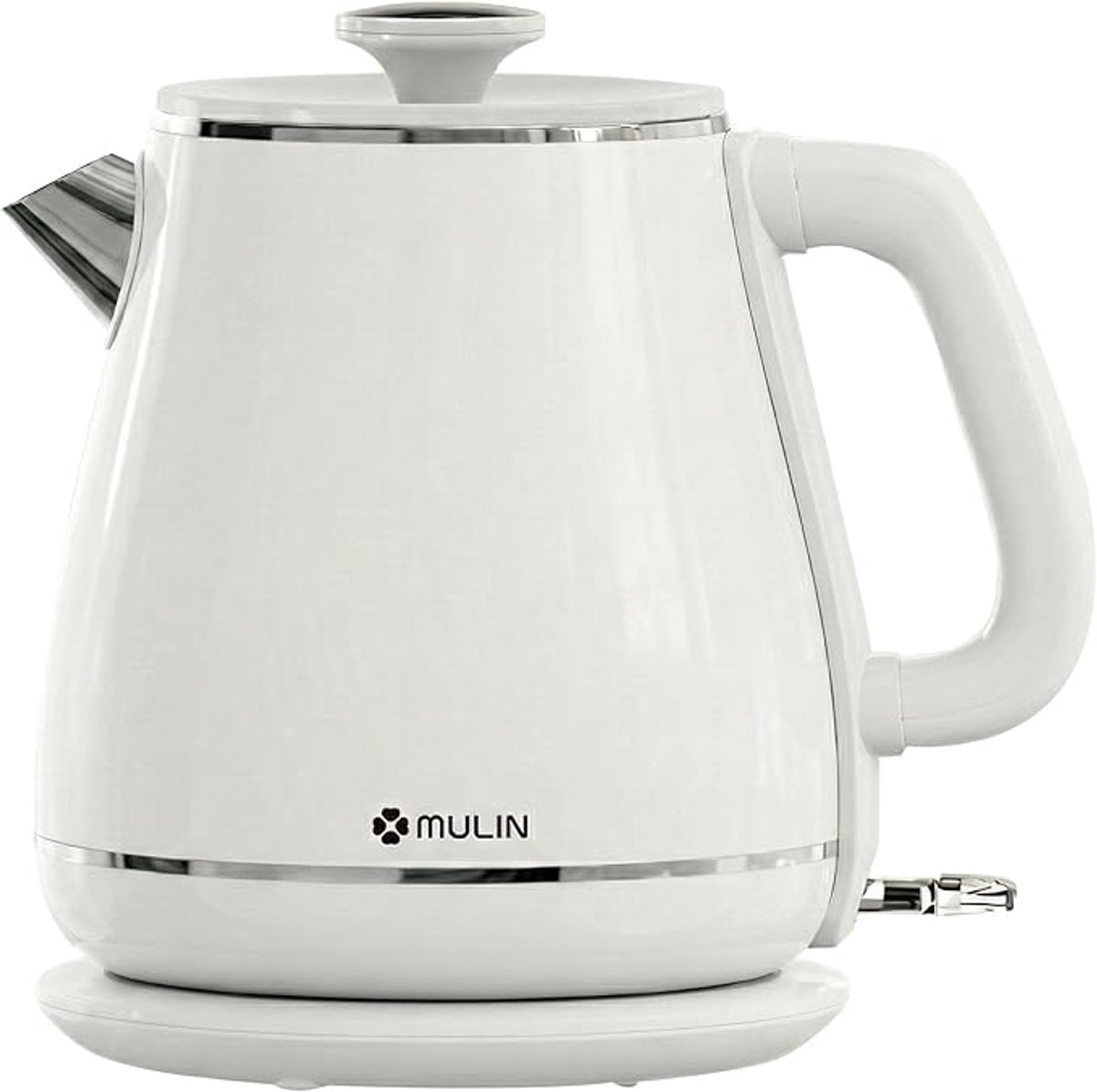 Vintage Waterkoker Wit 1,8L – 2200W Snelle Kookfunctie – Dubbelwandig RVS – Automatische Uitschakeling – 360° Draaivoet – Retro Design
