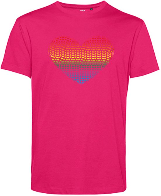 T-shirt Petits Hartjes Cœur Arc-en-ciel | Carnaval - K3 - Pride - Valentijn| Vêtements de déguisement Adultes | rose | taille XXL