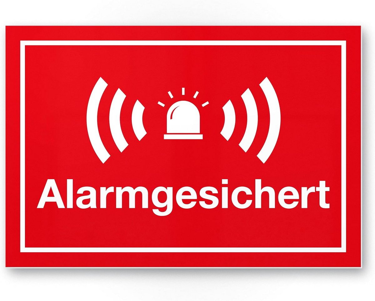 Waarschuwingsbord met Alarm Melding - Wees Alert Bord 30x20 cm