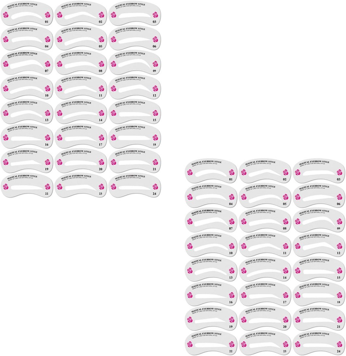 Set van 48 Herbruikbare Wenkbrauwsjablonen - Diverse Vormen voor Perfecte Ogen Make-up