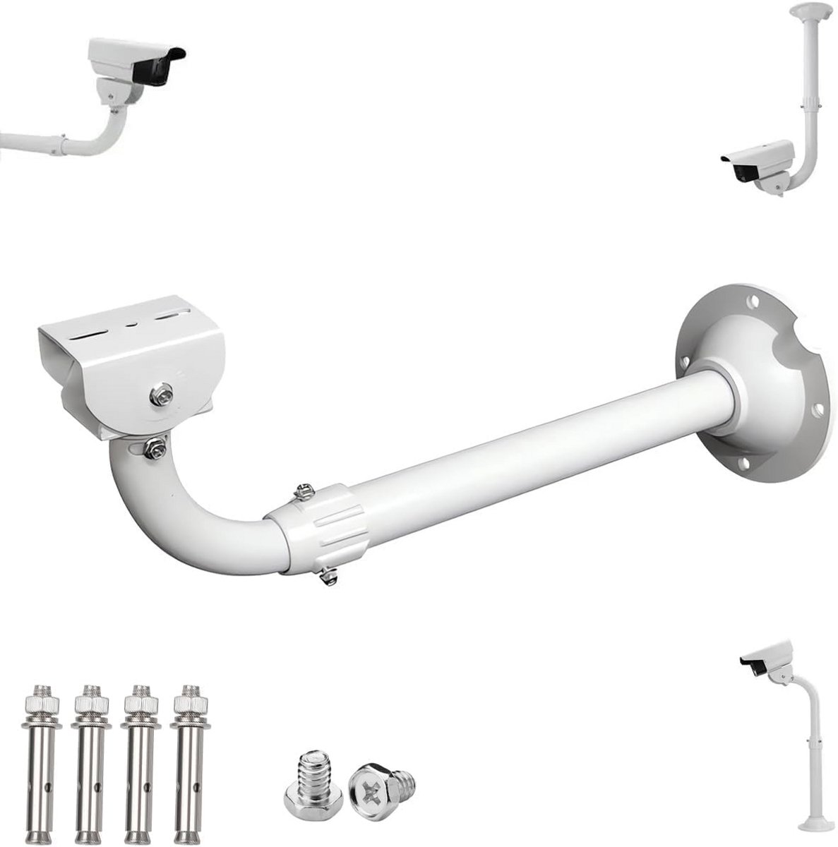 Uitschuifbare CCTV-beveiligingscamera-montagebeugel, 30-60 cm telescopische verstelbare montagebeugel, universele camerapaalbeugel, wandmontage en plafondmontage (L type)