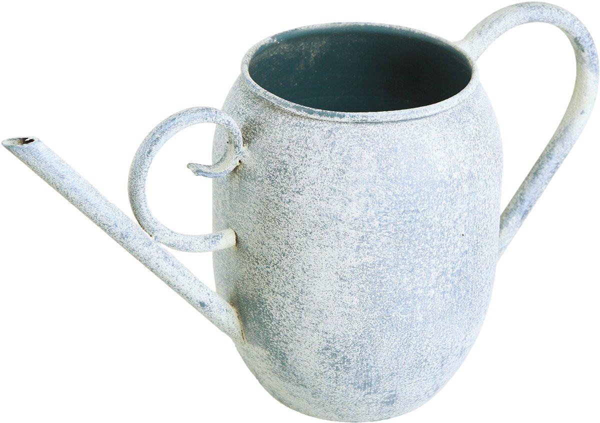 Decoratieve gieter, vintage metaal, wit/blauw, 32x11x18 cm, decoratief