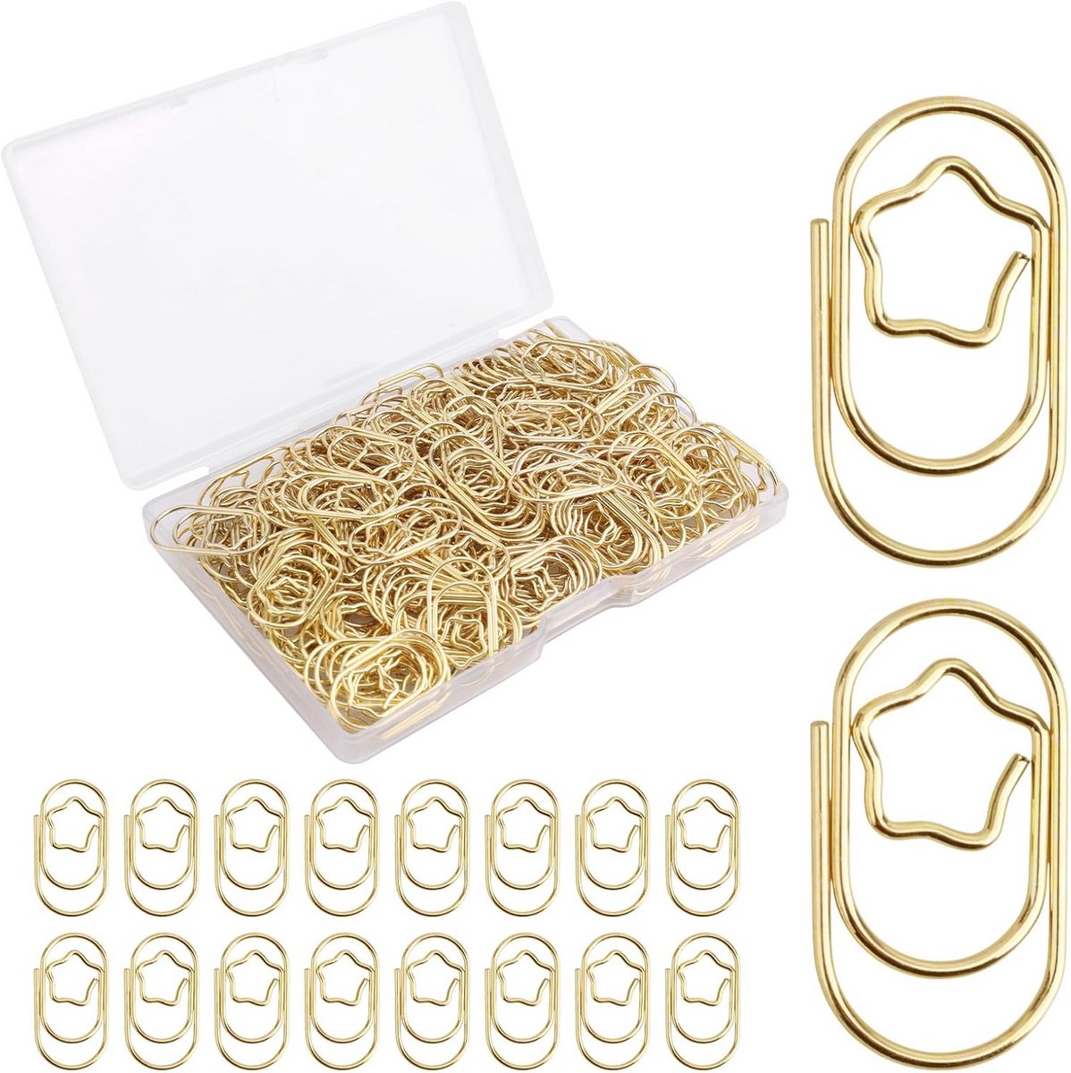 200 Stuks Gouden Stervormige Paperclips voor Scrapbooking en Kantoorbenodigdheden
